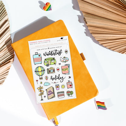 Holiday Wanderlust Travel Notebook Sticker Sheet - Swallow Wind Art