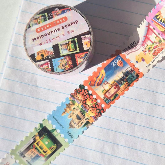 Melbourne Stamp Washi Tape - Littlory Designs (1 roll)-Rachel The Turtle Journal