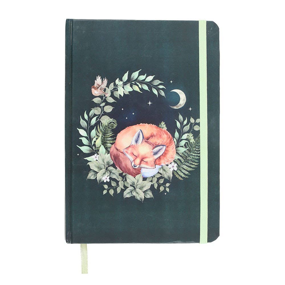 Green Sleeping Fox A5 Notebook - Lined (200 pages)