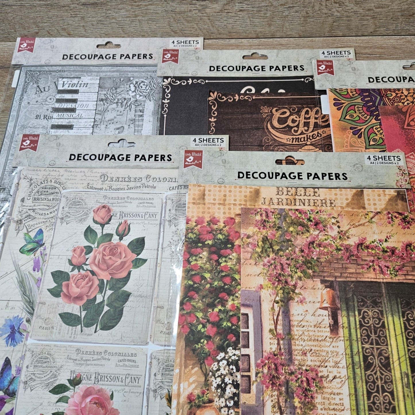 A4 Decoupage Paper Pack (4 sheets)