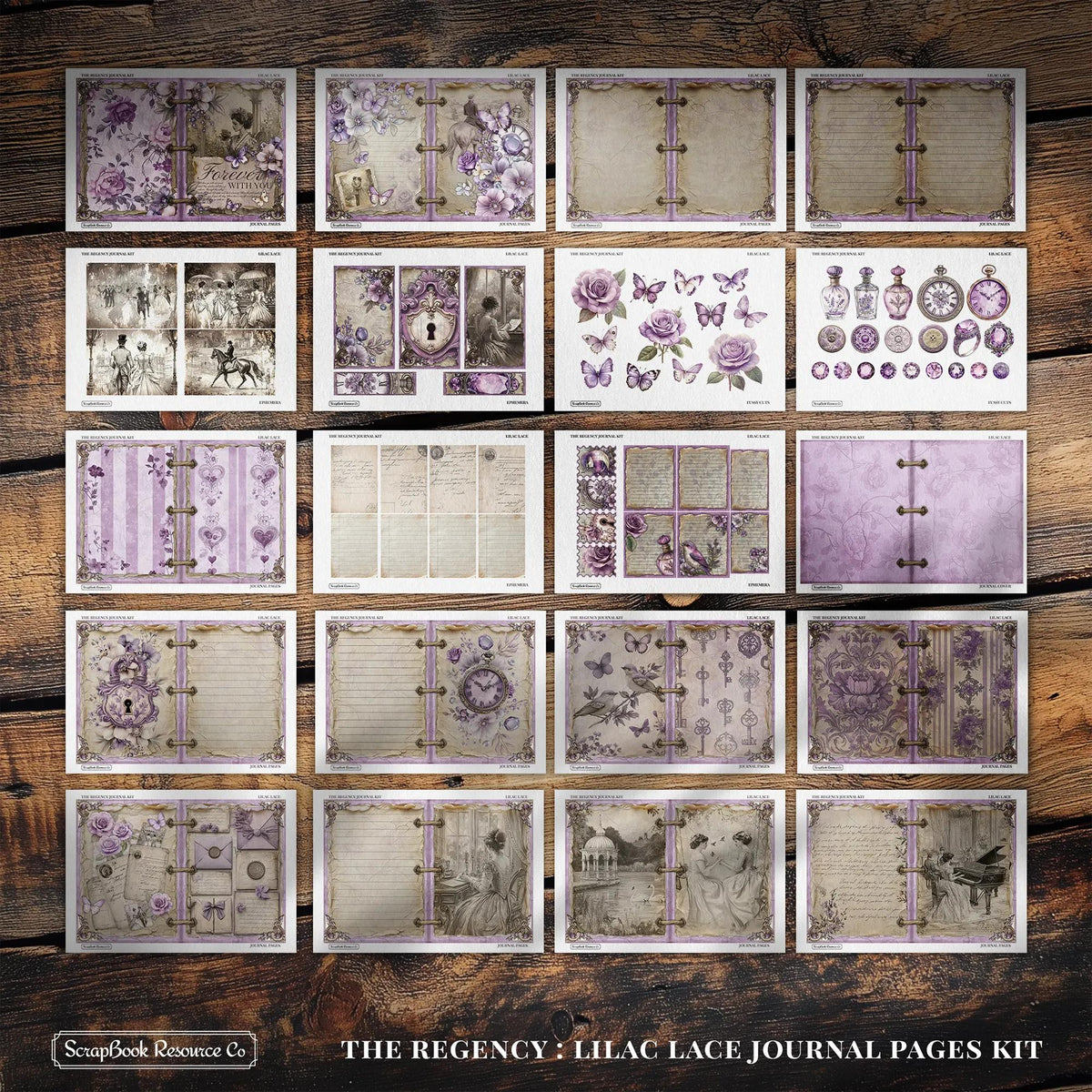 "The Regency Lilac Lace" Junk Journal Kit - Scrapbook Resource Co (Make 30 Pages+)-Rachel The Turtle Journal