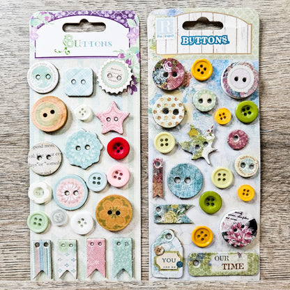 Button Sticker Embellishments (2 pack)-Pastel-Button Sticker Embellishments (2 pack) - Aussie Paper Crafting - The Turtle Journal-Rachel The Turtle Journal