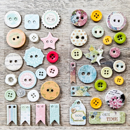 Button Sticker Embellishments (2 pack)-Button Sticker Embellishments (2 pack) - Aussie Paper Crafting - The Turtle Journal-Rachel The Turtle Journal