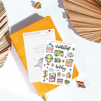 Holiday Wanderlust Travel Notebook Sticker Sheet - Swallow Wind Art
