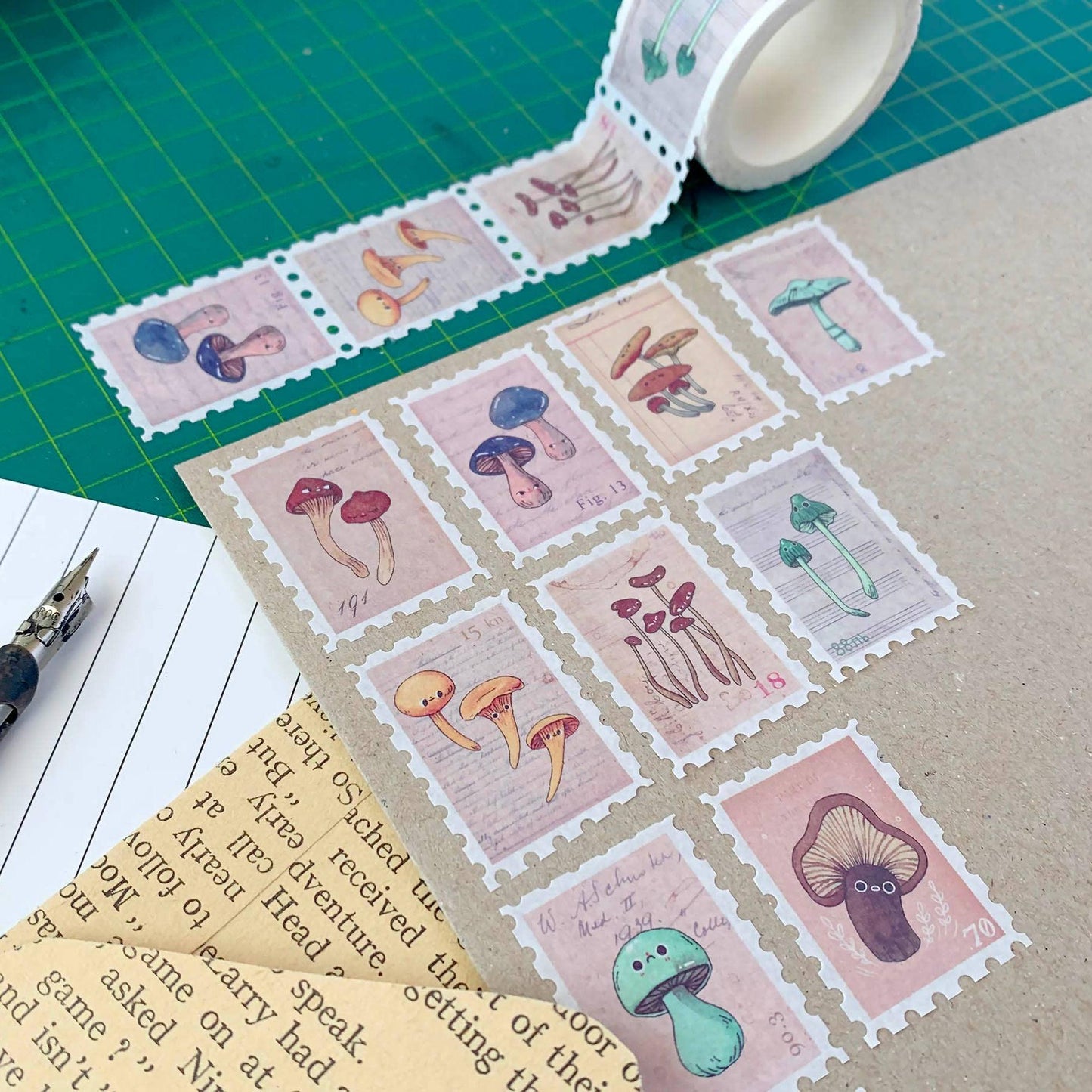 Vintage Mushroom Volume I - Stamp Washi Tape-Rachel The Turtle Journal
