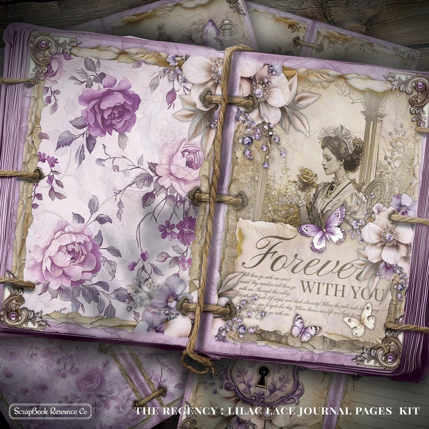 "The Regency Lilac Lace" Junk Journal Kit - Scrapbook Resource Co (Make 30 Pages+)