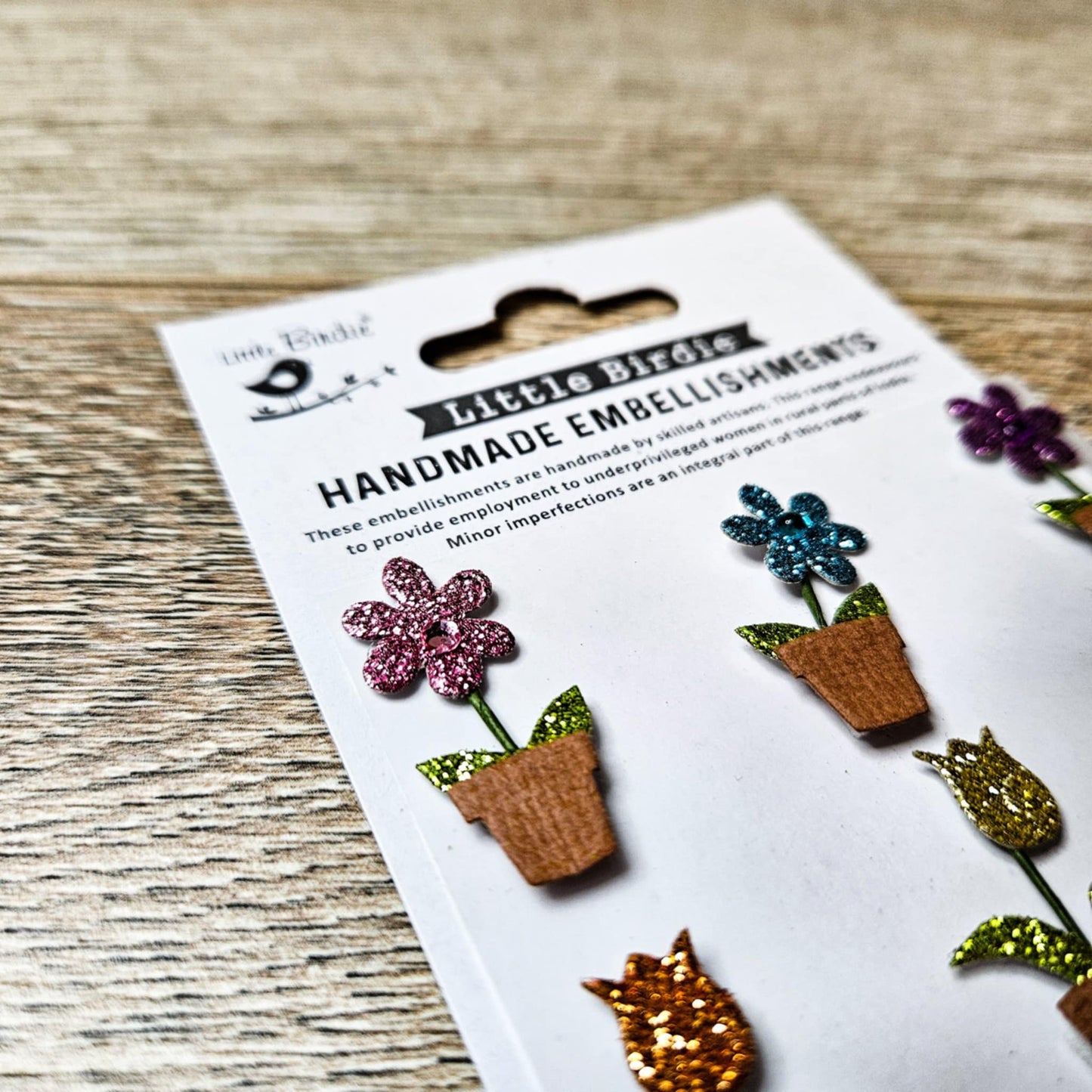 Clearance: Little Birdie Glitter Flower Pot Stickers