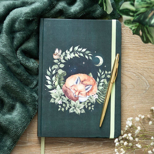 Green Sleeping Fox A5 Notebook - Lined (200 pages)