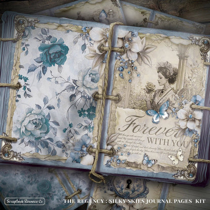"The Regency Silky Skies" Junk Journal Kit - Scrapbook Resource Co (Make 30 Pages+)