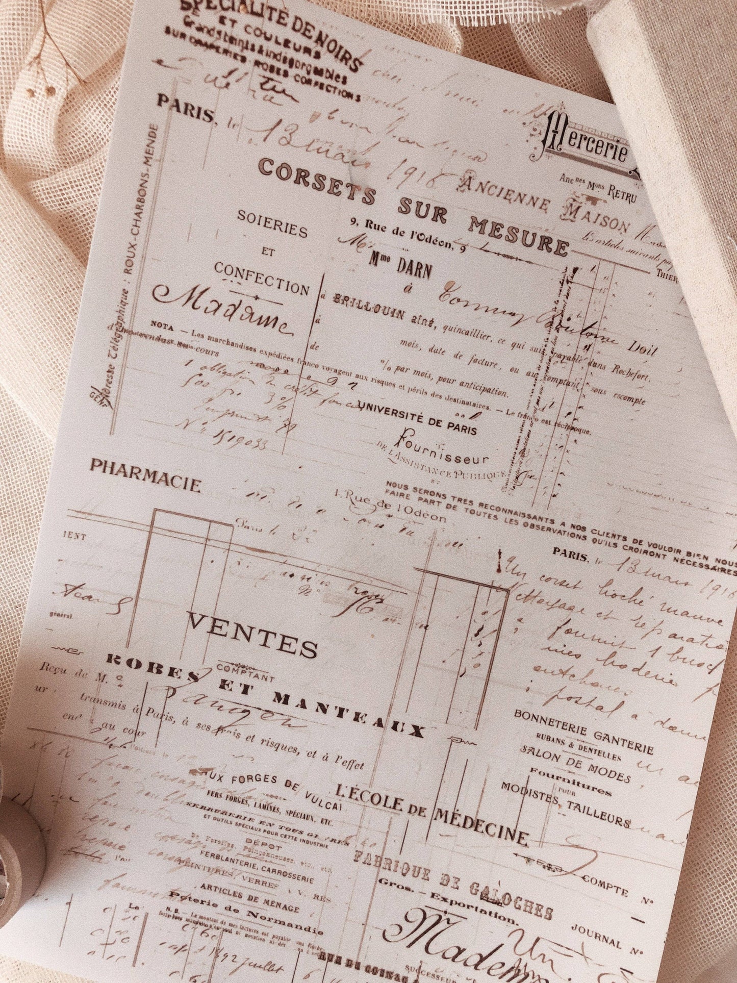 5 x A5 Full Page Stickers - French Ephemera - Chapteries from France
