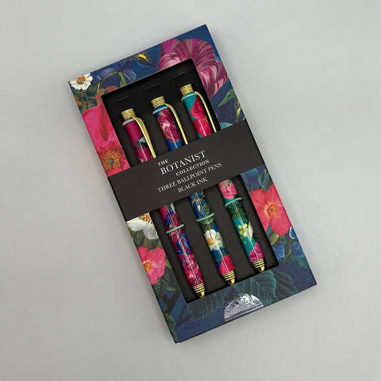 Gift Set 3 Pens Flowers Blue Pink Stationery - The Great British Card Company-Rachel The Turtle Journal