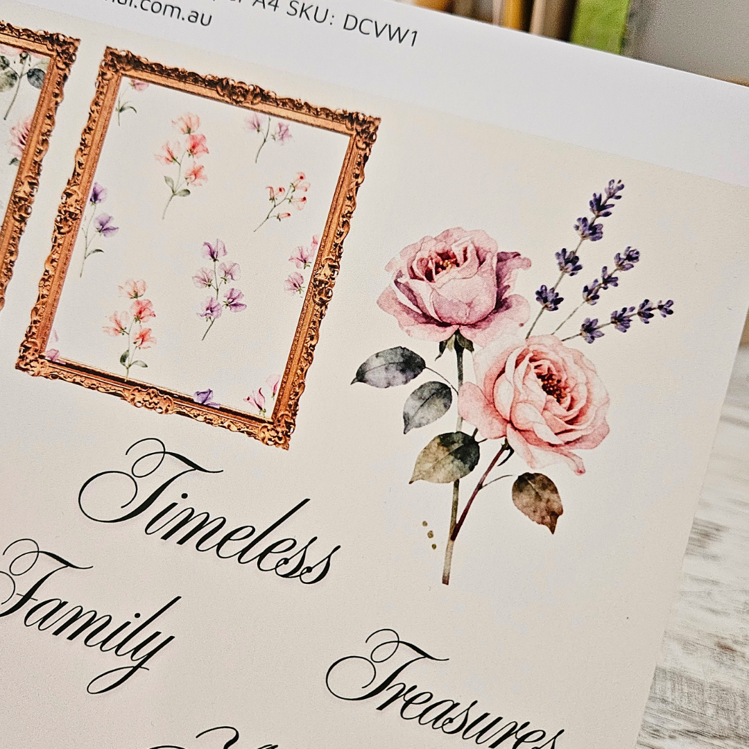 Vintage Wallpaper Fussy Cut Sheet - A4 (1 sheet)