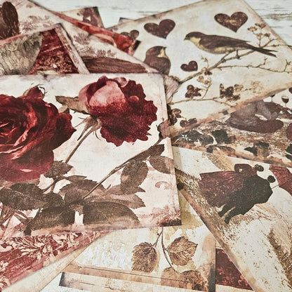 A5 Romance Roses Patterned Paper & Cardstock Pack (12 pack)-A5 Romance Roses Patterned Paper & Cardstock Pack (12 pack) - The Turtle Journal Paper Crafting Scrapbooking Stationery-Rachel The Turtle Journal