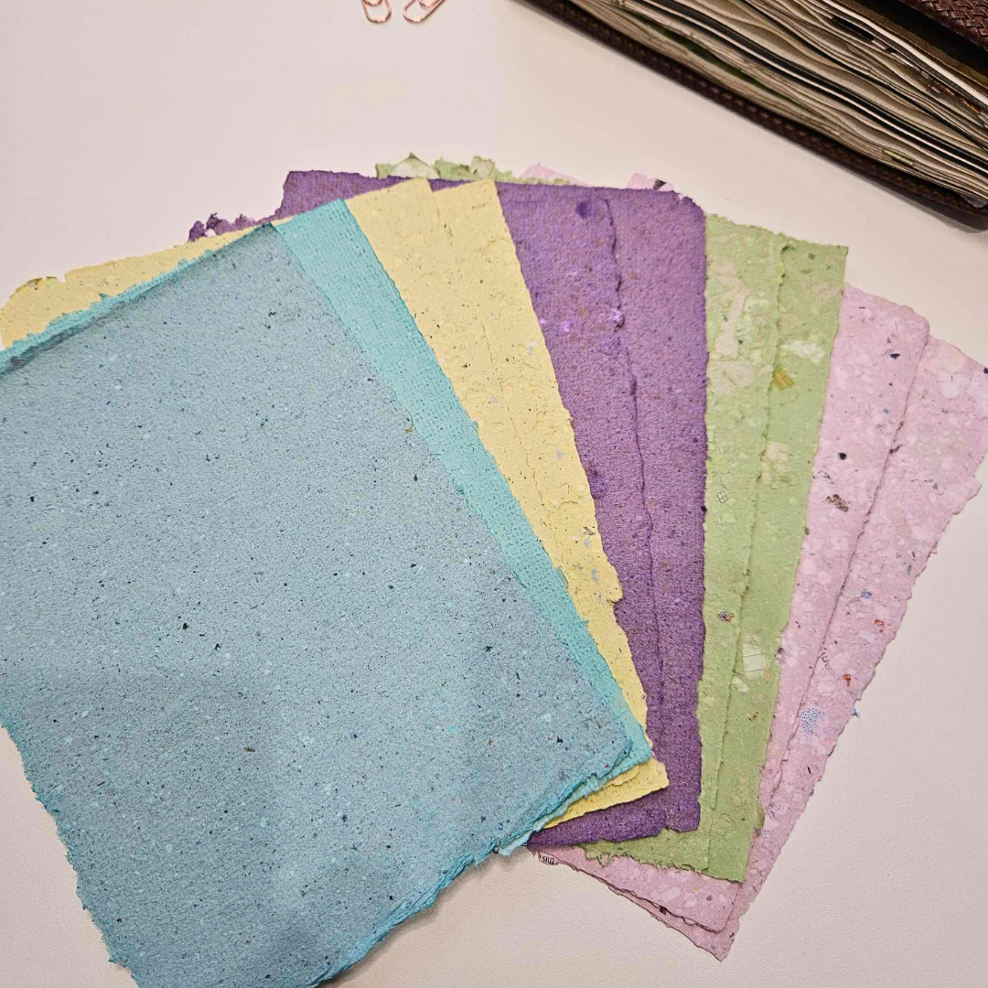 A5 Handmade Recycled Paper – 2 Sheets