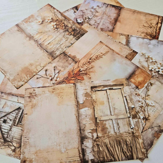 A5 Shabby Chic Pattered Paper Pack (8 sheets)-A5 Shabby Chic Pattered Paper Pack (8 sheets) - The Turtle Journal-Rachel The Turtle Journal