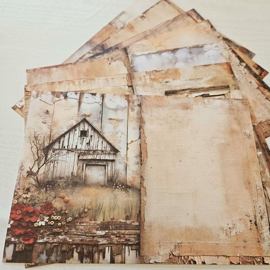 A5 Shabby Chic Pattered Paper Pack (8 sheets)-A5 Shabby Chic Pattered Paper Pack (8 sheets) - The Turtle Journal-Rachel The Turtle Journal