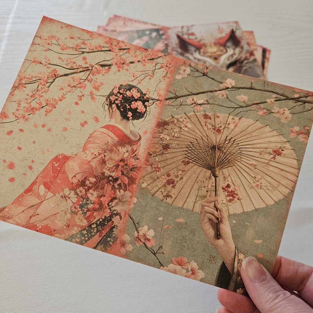 A5 Japanese Life Pattered Paper Pack (8 sheets)-A5 Japanese Life Pattered Paper Pack (8 sheets) - The Turtle Journal-Rachel The Turtle Journal