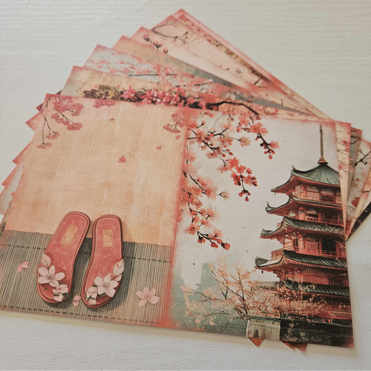 A5 Japanese Life Pattered Paper Pack (8 sheets)-A5 Japanese Life Pattered Paper Pack (8 sheets) - The Turtle Journal-Rachel The Turtle Journal
