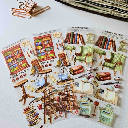 Academia PET Sticker Strips (4 piece) - Book Lovers Collection - Rachel The Turtle Journal -  - Australian Junk Journaling Scrapbooking Supplies