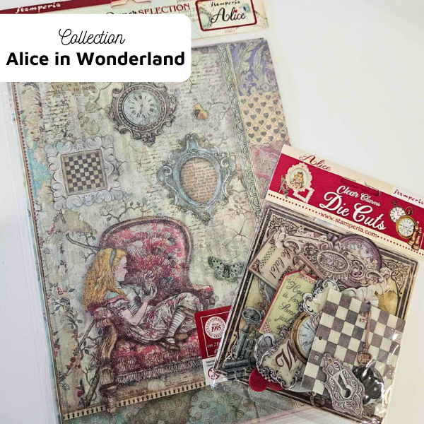 Stamperia Alice in Wonderland Plastic Clear Die cuts Die-Cuts Embellishments Pieces Bundles Vintage Clocks Chess Keys translucent Rabbit White Creative Journaling Cardmaking Fairytale