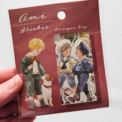 Ami Antique Boy and Girl Stickers - Mind Wave From Japan-Ami Antique Boy and Girl Stickers - Mind Wave From Japan - The Turtle Journal-Rachel The Turtle Journal