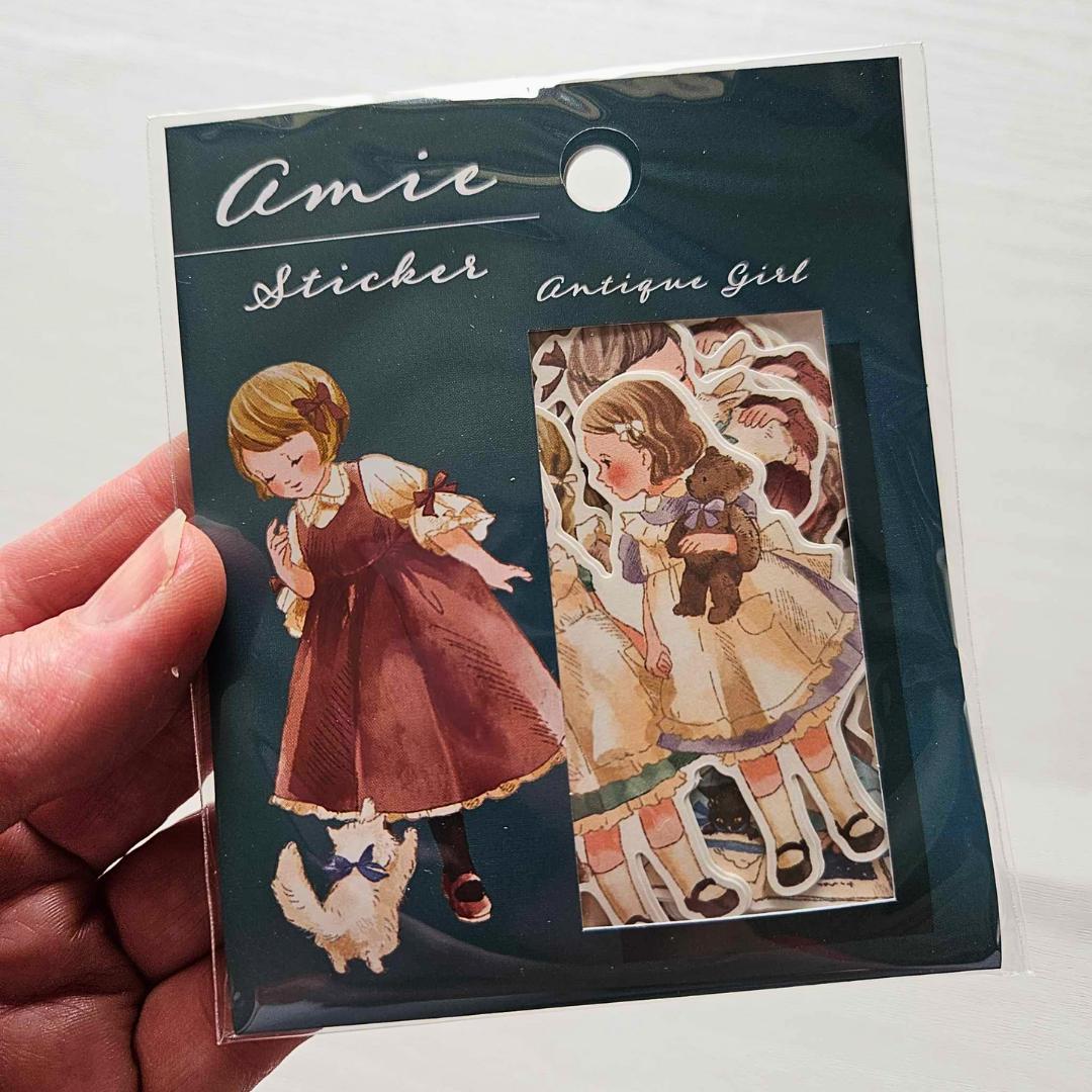 Ami Antique Boy and Girl Stickers - Mind Wave From Japan-Ami Antique Boy and Girl Stickers - Mind Wave From Japan - The Turtle Journal-Rachel The Turtle Journal