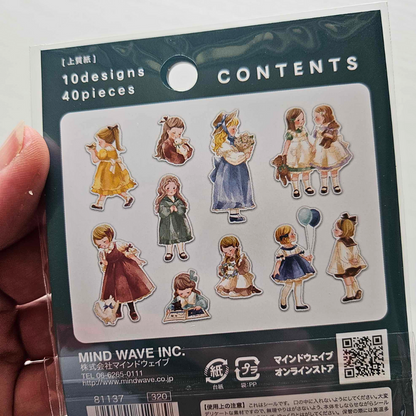 Ami Antique Boy and Girl Stickers - Mind Wave From Japan-Ami Antique Boy and Girl Stickers - Mind Wave From Japan - The Turtle Journal-Rachel The Turtle Journal