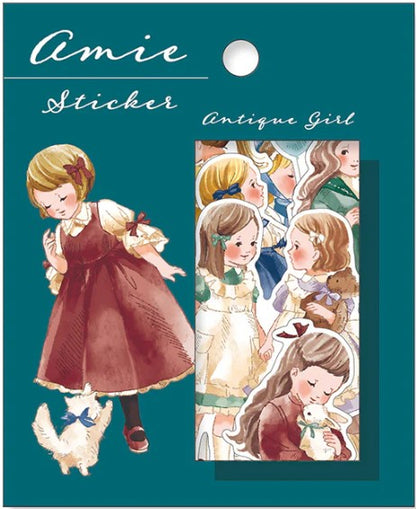 Ami Antique Boy and Girl Stickers - Mind Wave From Japan-Antique Girl - 40 pieces-Ami Antique Boy and Girl Stickers - Mind Wave From Japan - The Turtle Journal-Rachel The Turtle Journal