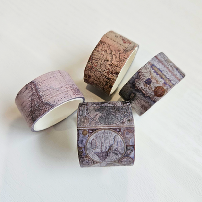 Around The World Washi Tape Set (4 rolls)-Around The World Washi Tape Set (4 rolls) TN Traveller Journal Vintage World Globe-Rachel The Turtle Journal