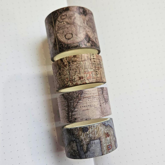 Around The World Washi Tape Set (4 rolls)-Around The World Washi Tape Set (4 rolls) TN Traveller Journal Vintage World Globe-Rachel The Turtle Journal