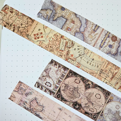 Around The World Washi Tape Set (4 rolls)-Around The World Washi Tape Set (4 rolls) TN Traveller Journal Vintage World Globe-Rachel The Turtle Journal