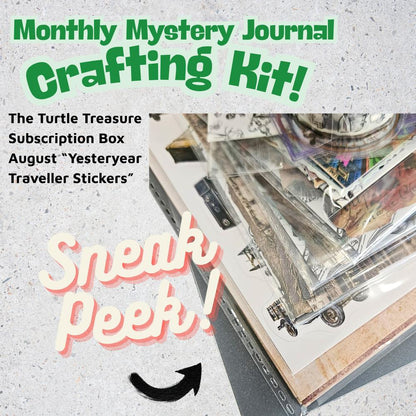 Turtle Treasure Box Subscription Kit - a themed box every month-Papers Stickers Subscription Kit Box Monthly Craft Mystery Australia Paper Crafters-Rachel The Turtle Journal