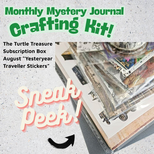 Turtle Treasure Box Subscription Kit - a themed box every month-Papers Stickers Subscription Kit Box Monthly Craft Mystery Australia Paper Crafters-Rachel The Turtle Journal