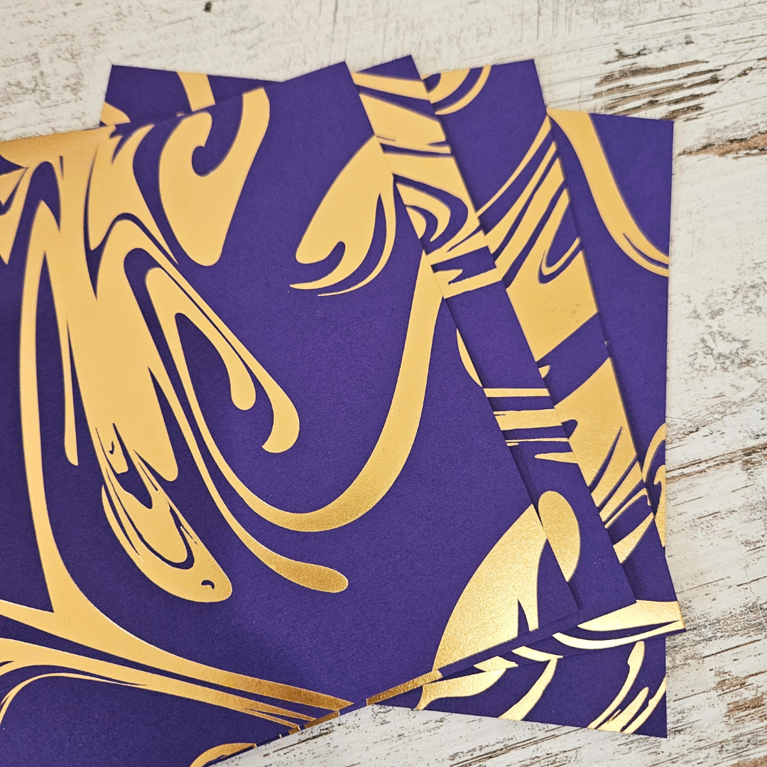 Bazzill Foiled Pattern Marble Cardstock 6 x 6 inch (8 pack)-Rachel The Turtle Journal