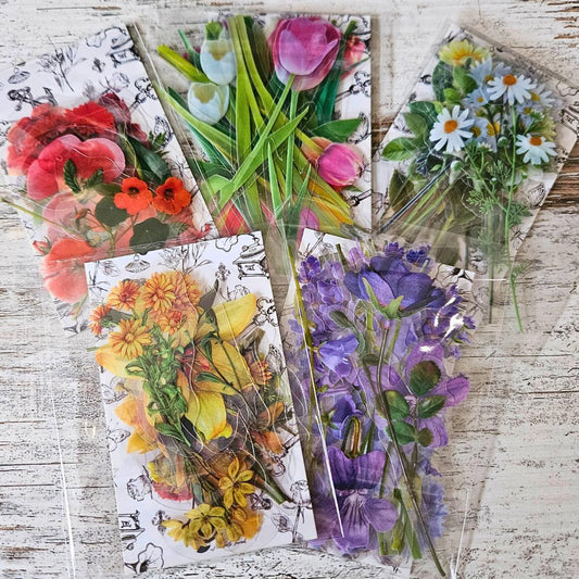 Blooms Stickers - 20 pieces-Vintage Floral Blooms Flowers Scrapbooking Stickers Set Supplies-Rachel The Turtle Journal
