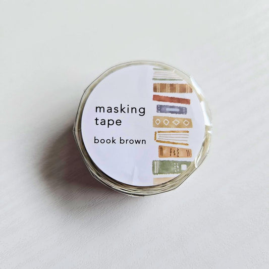 Book Brown Washi Tape (5m roll) - Mind Wave From Japan-Book Brown Washi Tape (5m roll) - Mind Wave From Japan - The Turtle Journal Japanese Stationery-Rachel The Turtle Journal