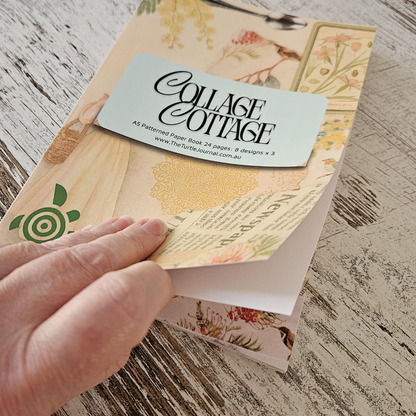 A5 Collage Cottage Patterned Paper/Cardstock Booklet-Rachel The Turtle Journal