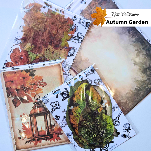 The Turtle Journal - Autumn Fall Garden Patterned Paper Background Patterns Pack - A5 Collection - Maple Leaves, Browns, Greens Paper Pack Crafting
