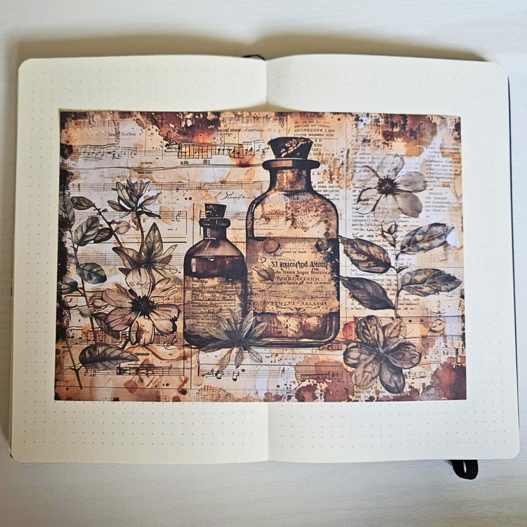 A5 Antique Medicinal Patterned Paper Pack (8 sheets)-A5 Antique Medicinal Patterned Paper Pack (8 sheets) - The Turtle Journal Vintage Inspired Journaling-Rachel The Turtle Journal