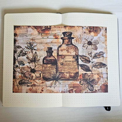 A5 Antique Medicinal Patterned Paper Pack (8 sheets)-A5 Antique Medicinal Patterned Paper Pack (8 sheets) - The Turtle Journal Vintage Inspired Journaling-Rachel The Turtle Journal