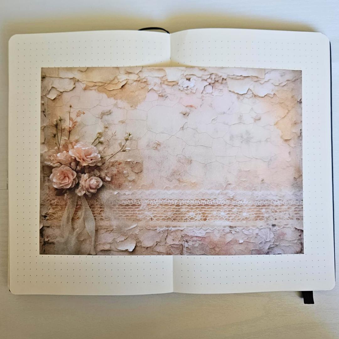 A5 Petaled Pearls Patterned Paper Pack (8 sheets)-A5 Petaled Pearls Patterned Paper Pack (8 sheets) - The Turtle Journal Vintage Inspired Journaling-Rachel The Turtle Journal
