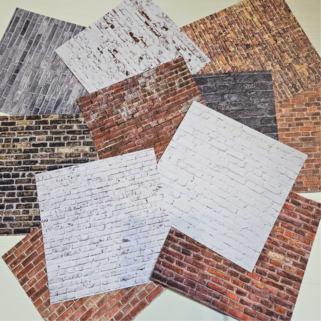 6 x 6 inch Square Brick Wall Rustic Patterned Paper (12 pack)-Rachel The Turtle Journal