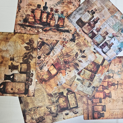 A5 Antique Medicinal Patterned Paper Pack (8 sheets)