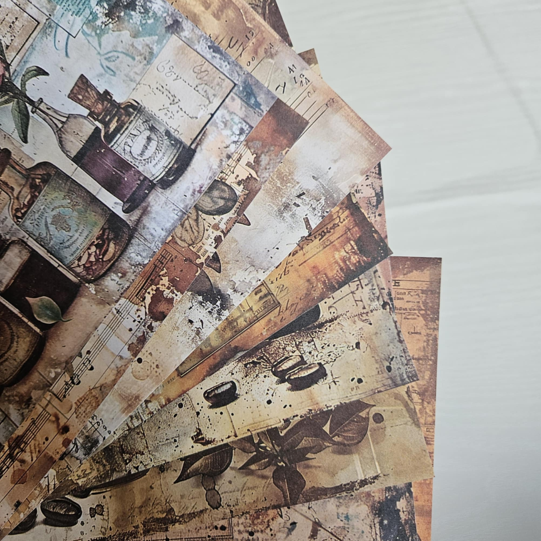 A5 Antique Medicinal Patterned Paper Pack (8 sheets)