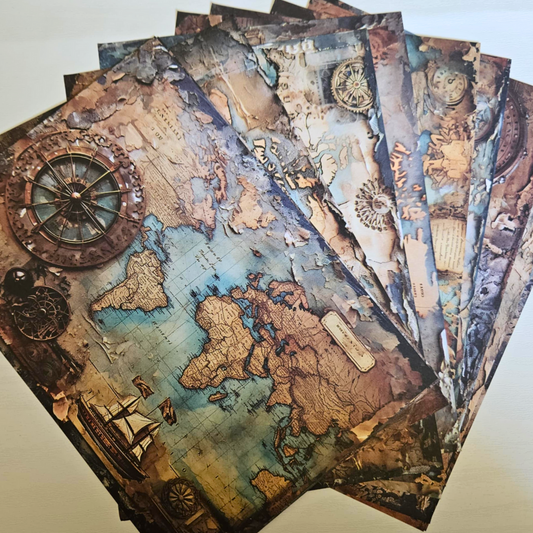A5 Captain’s Voyage Patterned Paper Pack (10 sheets)