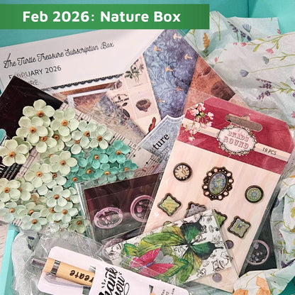Turtle Treasure Box Subscription Kit-Papers Stickers Subscription Kit Box Monthly Craft Mystery Australia Paper Crafters-Rachel The Turtle Journal