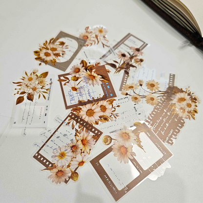 Floral Framed Sticker Set (10 piece)-Floral Framed Sticker Set (10 piece) Australian Journaling Supplies Adelaide Stickers Planner Journaling PET Durable Floral Flowers Vintage Purple Brown Pink Blue Grey-Rachel The Turtle Journal