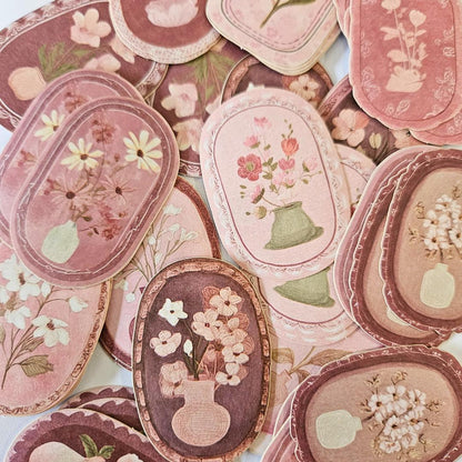Vintage Bloom Cameo Sticker Sets (40 piece)
