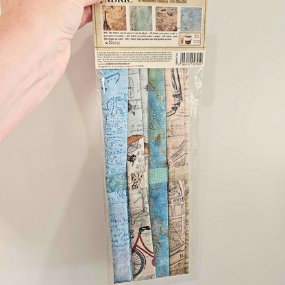 Around The World Fabric Pieces x 4 - Stamperia-Around The World Fabric Pieces x 4 - Stamperia - Mixed Media Craft Journaling - The Turtle Journal-Rachel The Turtle Journal