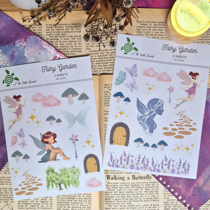 Fairy Garden Matte Sticker Set (2 sheets) - The Turtle Journal-Fairy Garden Matte Sticker Set (2 sheets) - The Turtle Journal Journaling Supplies-Rachel The Turtle Journal
